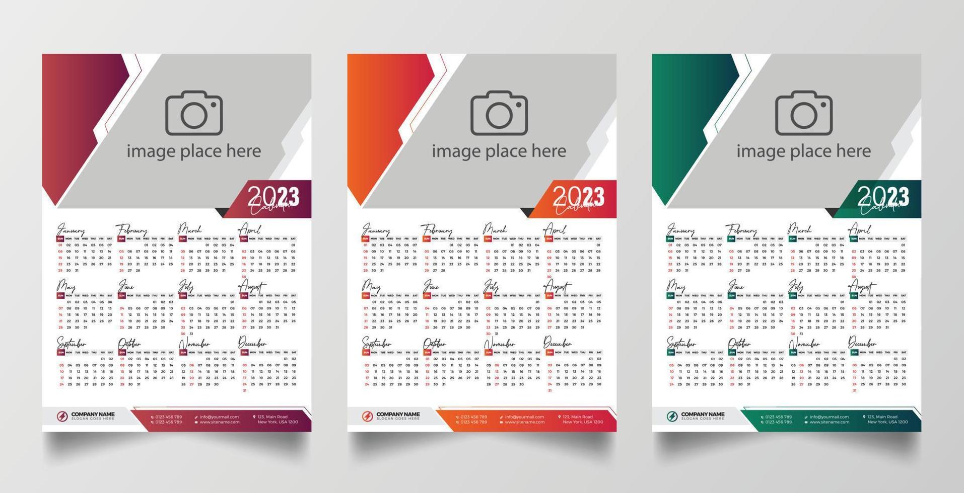 2023 Calendar design template vector