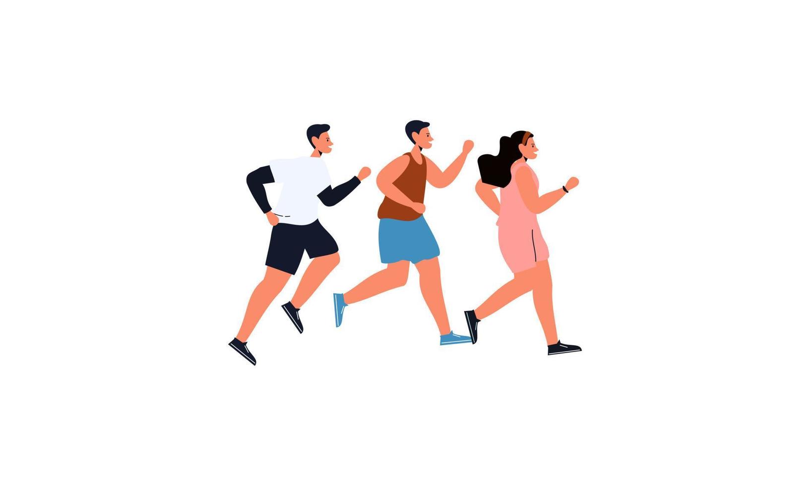 un grupo de atletas corriendo. maratón, competencia, a campo traviesa, deportistas, atletas, corredores vector