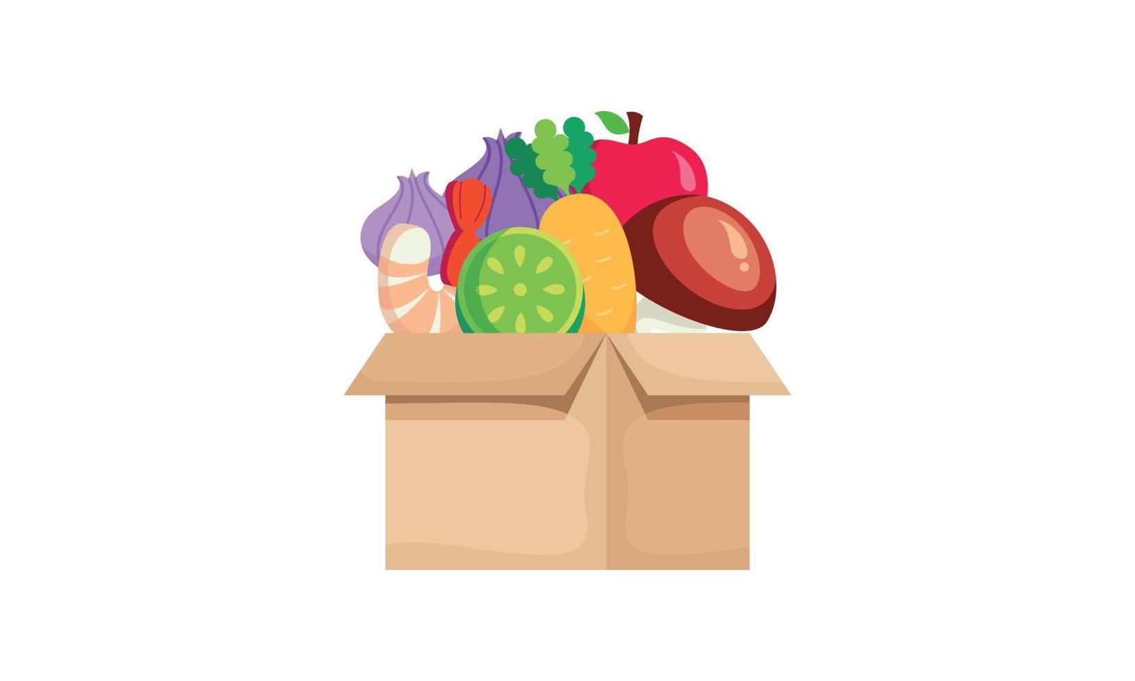 Cartoon of donation food box isolated on white background vector