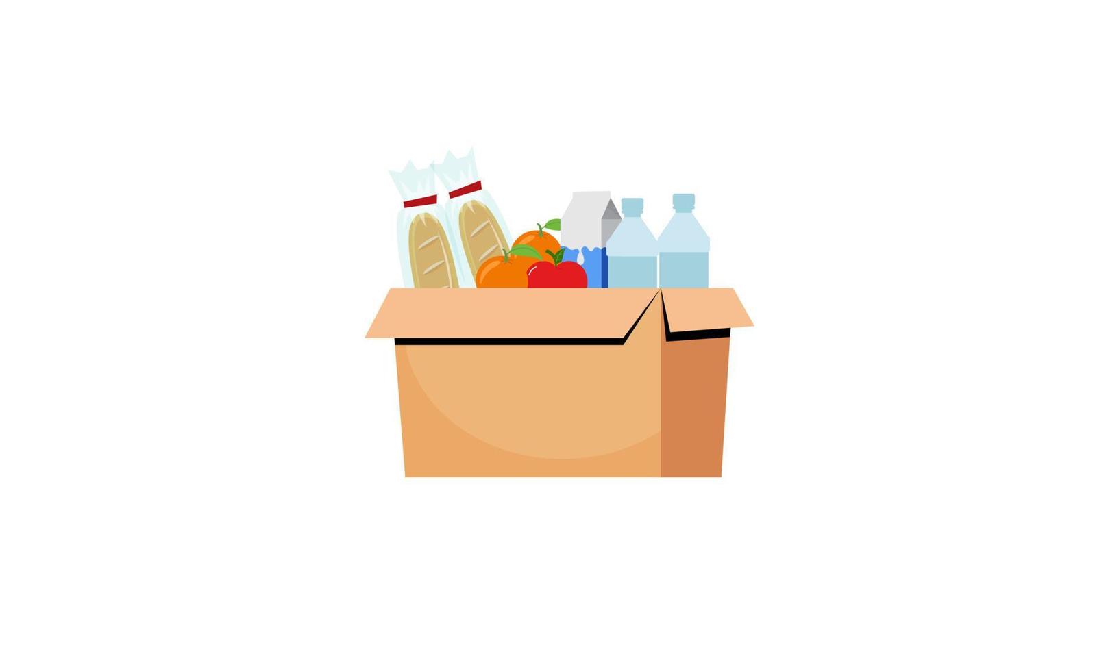Cartoon of donation food box isolated on white background vector