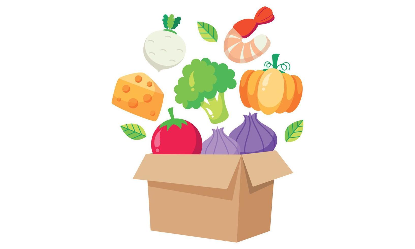 Cartoon of donation food box isolated on white background vector