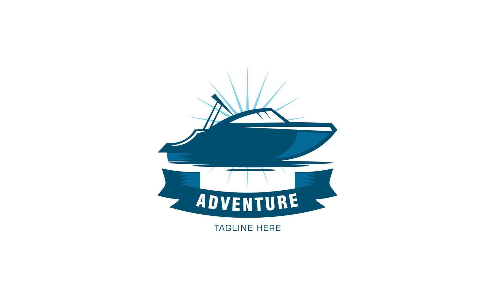 Plantilla de vector de diseño de logotipo de viaje en barco, velero y barco de aventura