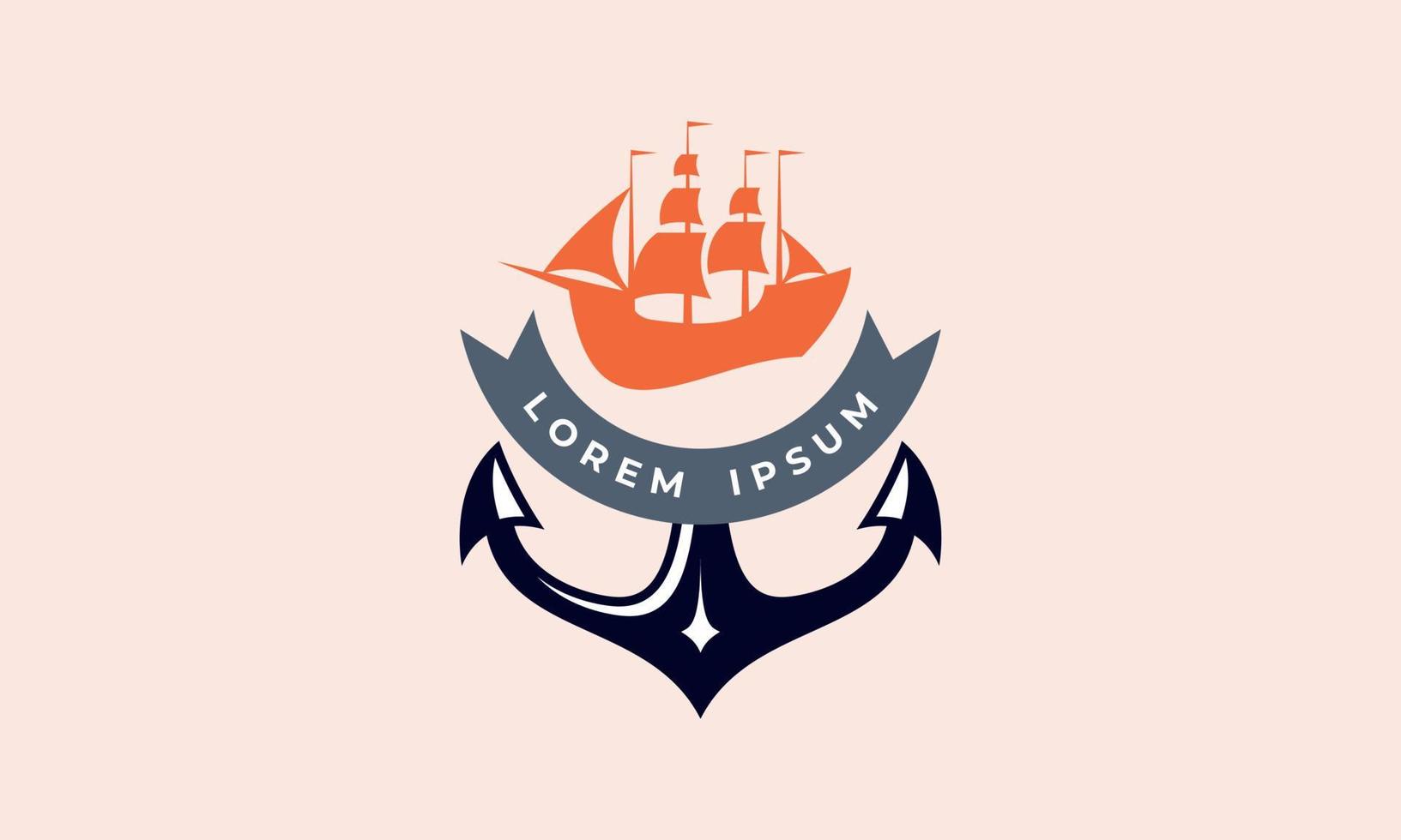 Plantilla de vector de diseño de logotipo de viaje en barco, velero y barco de aventura