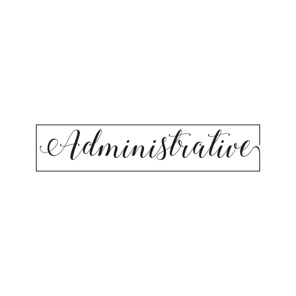 administrative text with line square design vector on white background.