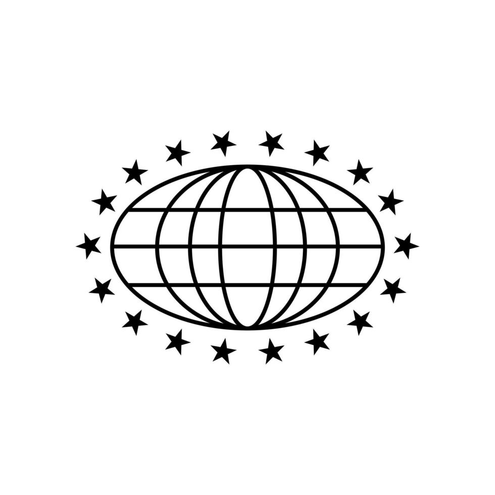 oval globe with star icon logo design vector illustration.