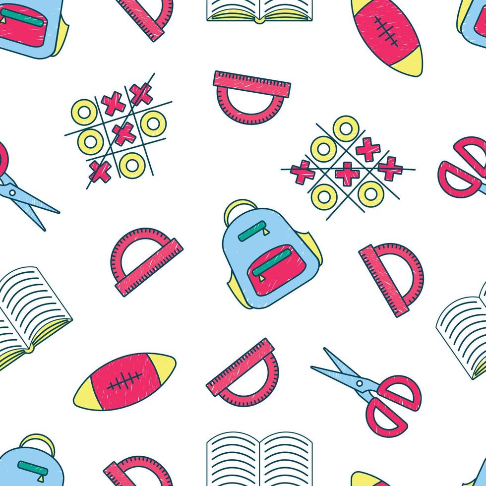 Seamless pattern with school supplies isolated on a white background. Wallpaper back to school vector