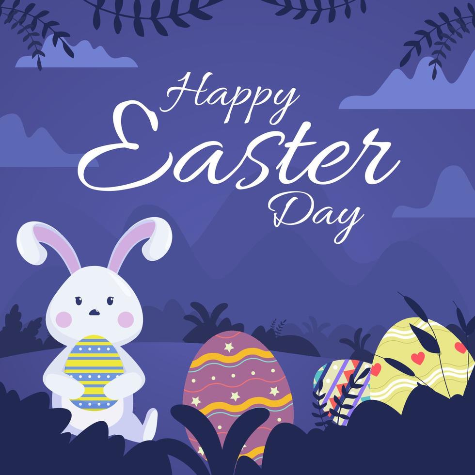 vector Happy easter illustration with funny bunny
