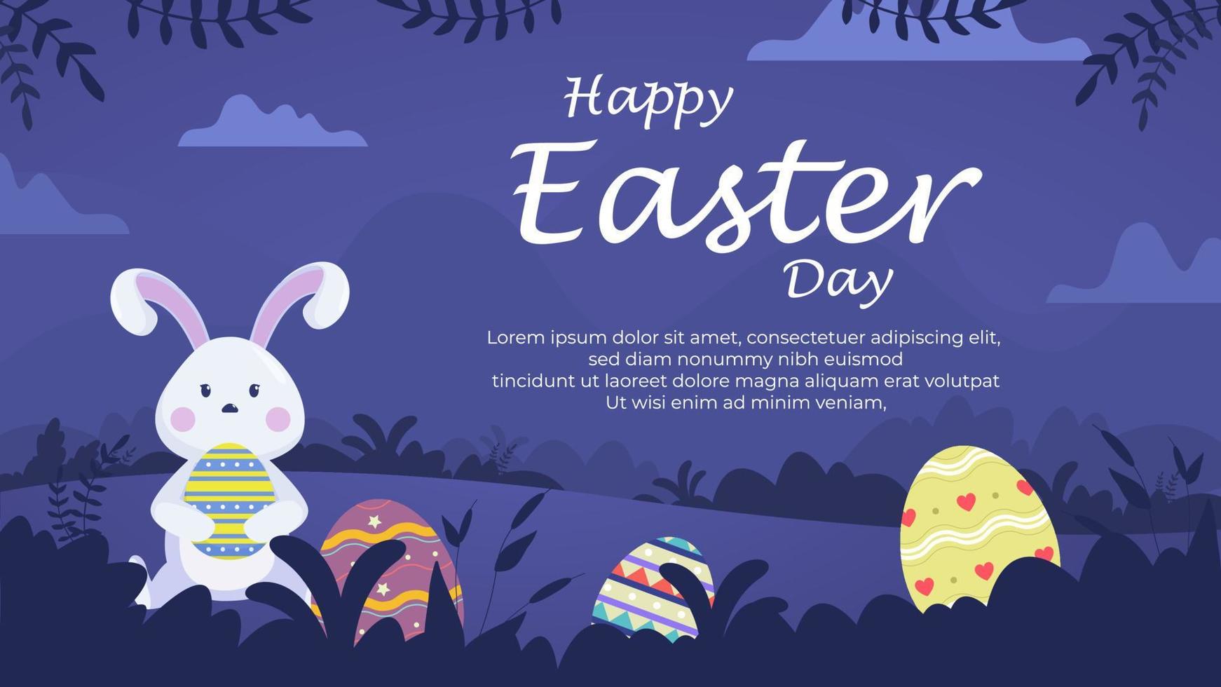 vector Happy easter illustration with funny bunny