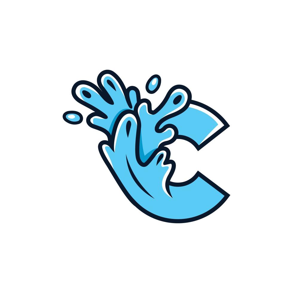 Letter C Water Splash Purity Creative Logo vector