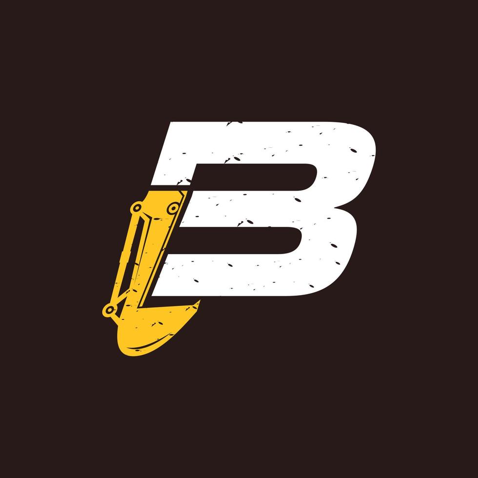 Letter B Crane Excavator Industry Logo vector