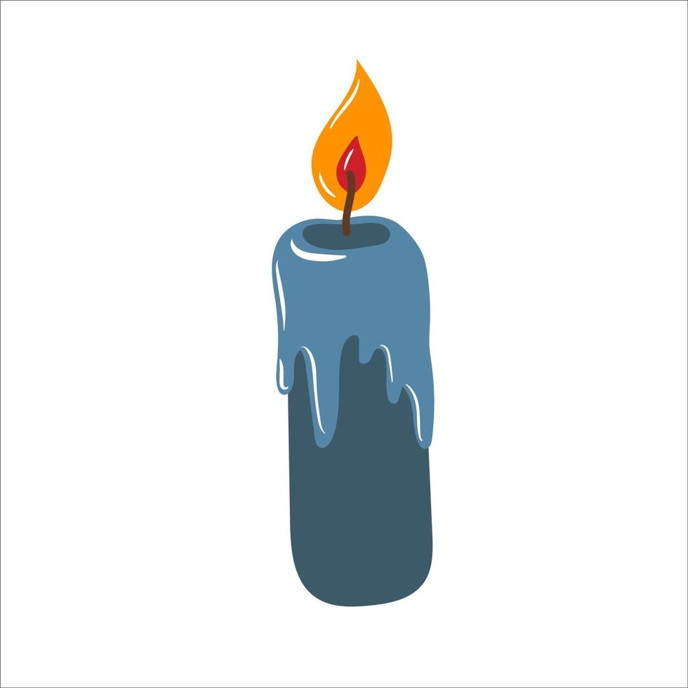 Halloween candle flat vector illustration. Isolated object on white background. Good for posters, party invitations, stickers, cards, gift.