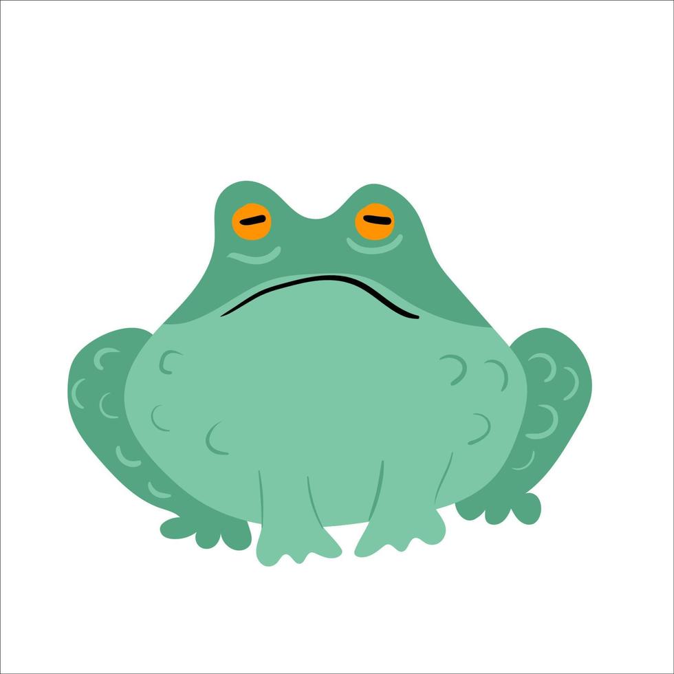 Halloween frog flat vector illustration. Isolated object on white background. Good for posters, party invitations, stickers, cards, gift.