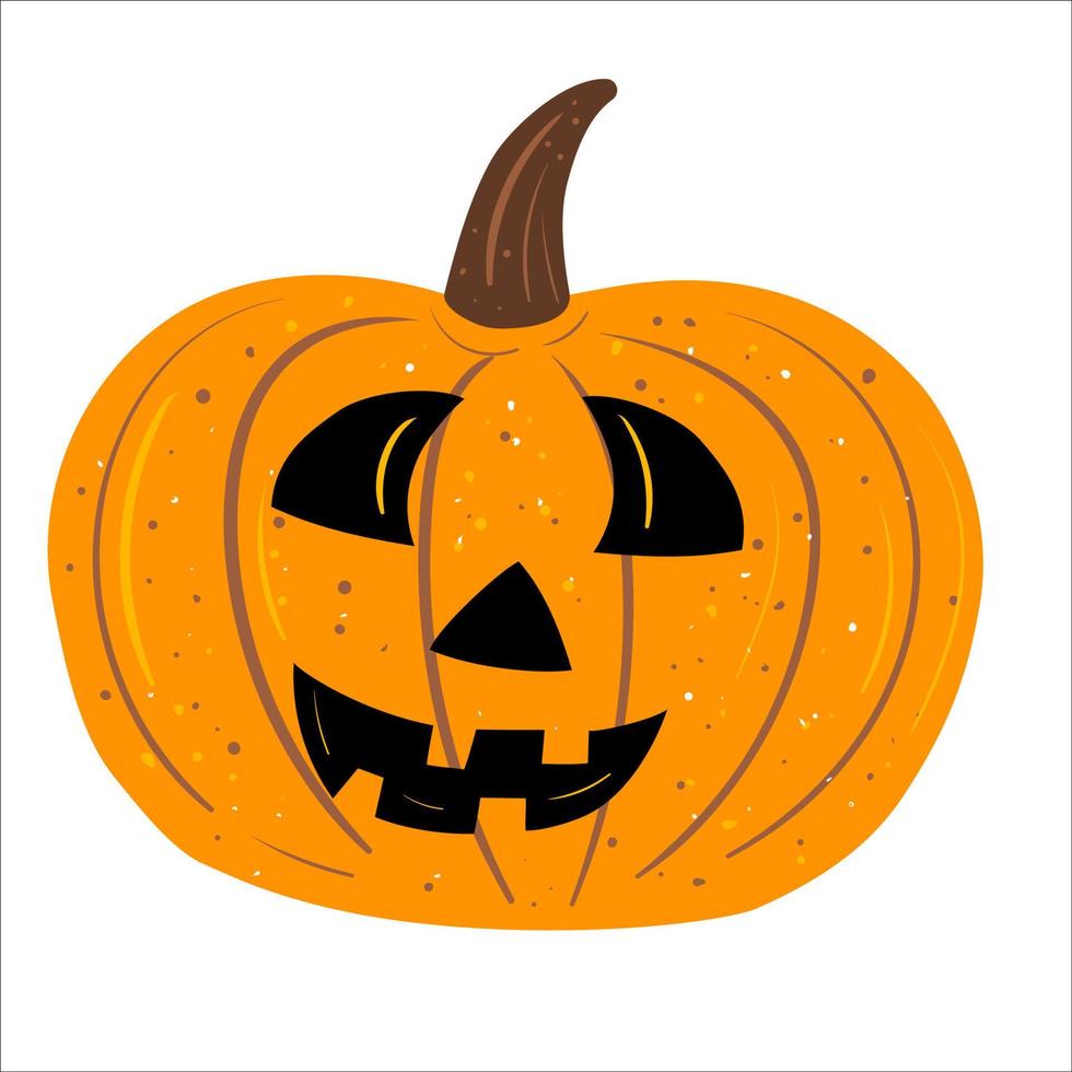 Halloween pumpkin flat vector illustration. Isolated object on white background. Good for posters, party invitations, stickers, cards, gift.