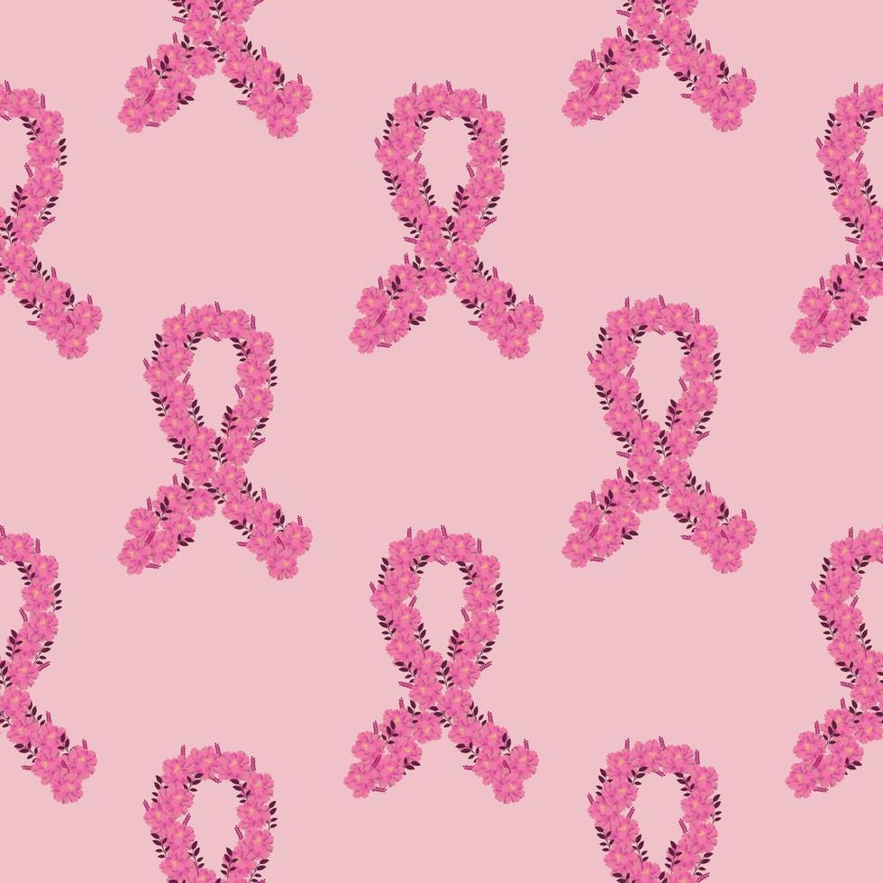 Breast cancer awareness ribbon seamless pattern vector