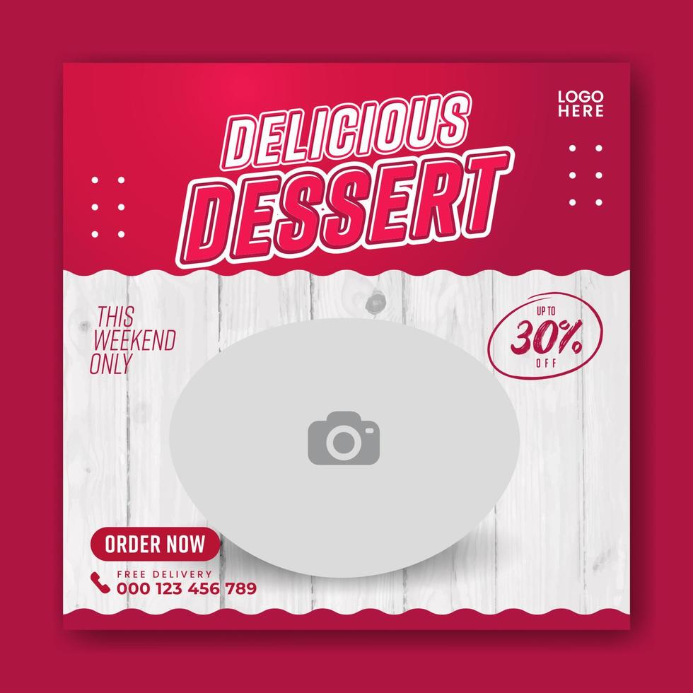 drink or dessert banner social media template vector