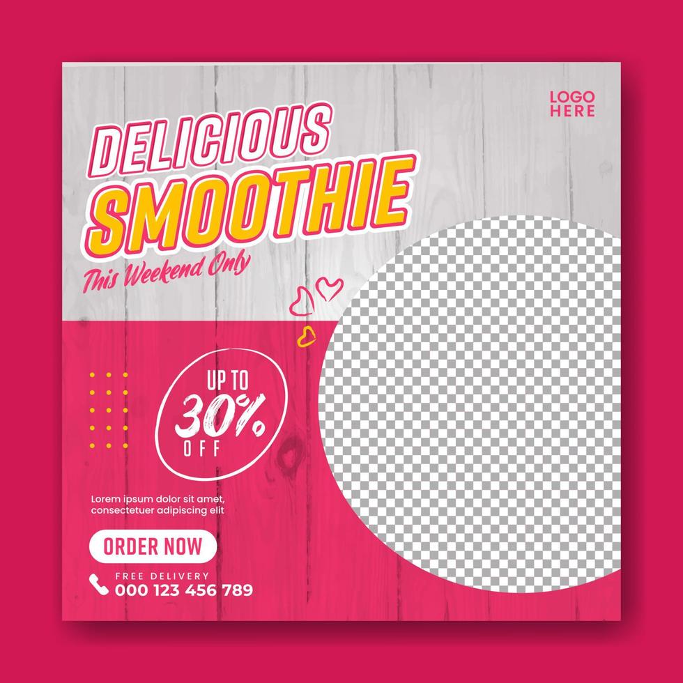 drink or dessert banner social media template vector