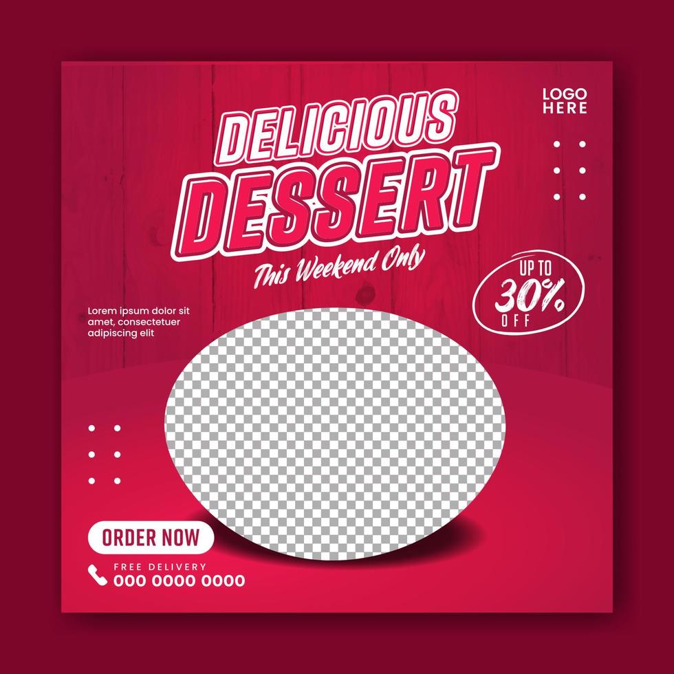 drink or dessert banner social media template vector