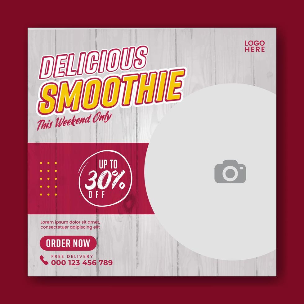 drink or dessert banner social media template vector