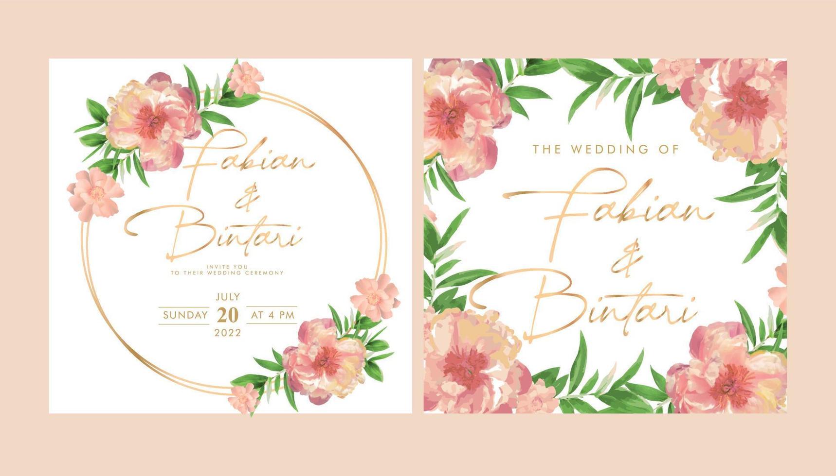 invitación de boda simple de minimalismo de plantas florales vector