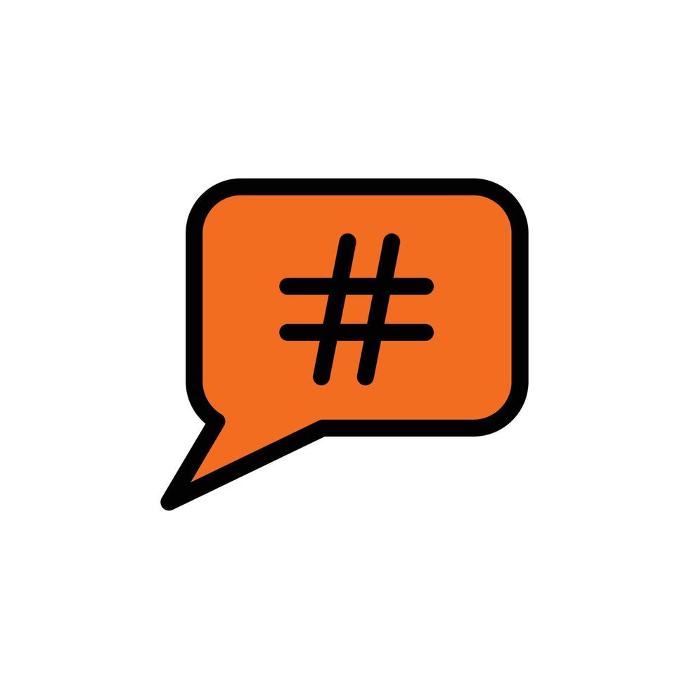 Bubble speech and hash tag icon vector logo design template
