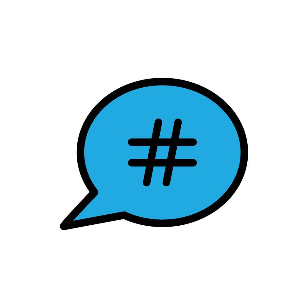 Bubble speech and hash tag icon vector logo design template