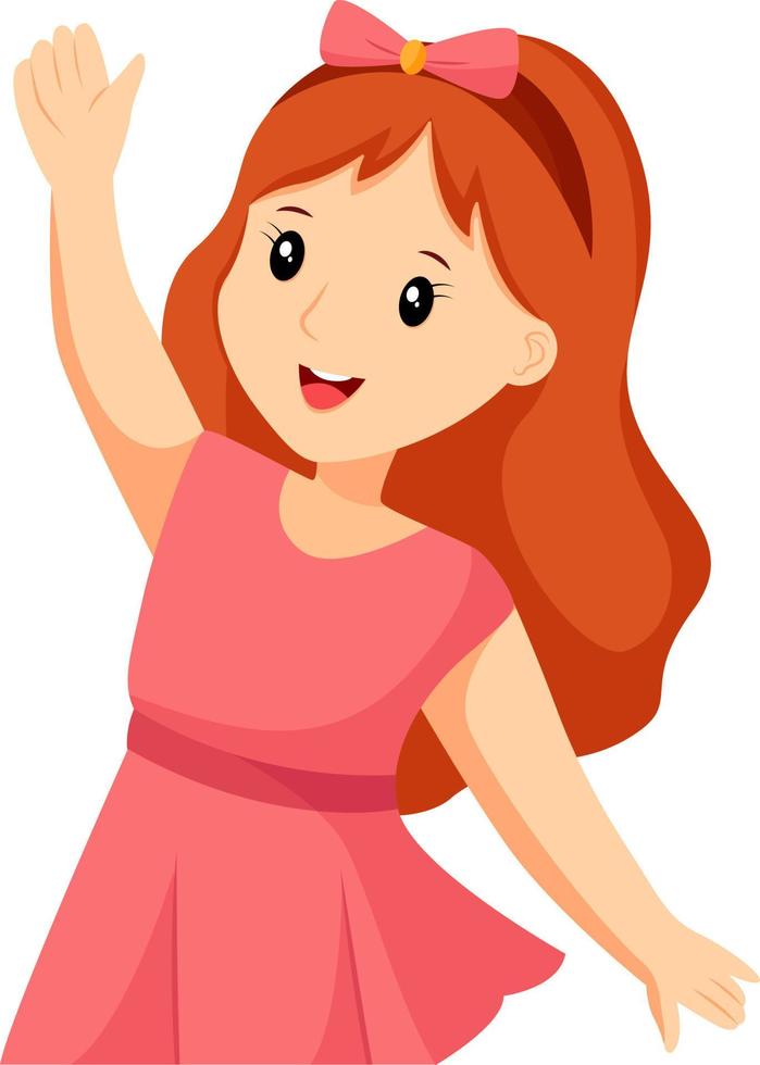 Little Girl with Pink Dress Character Design Illustration vector