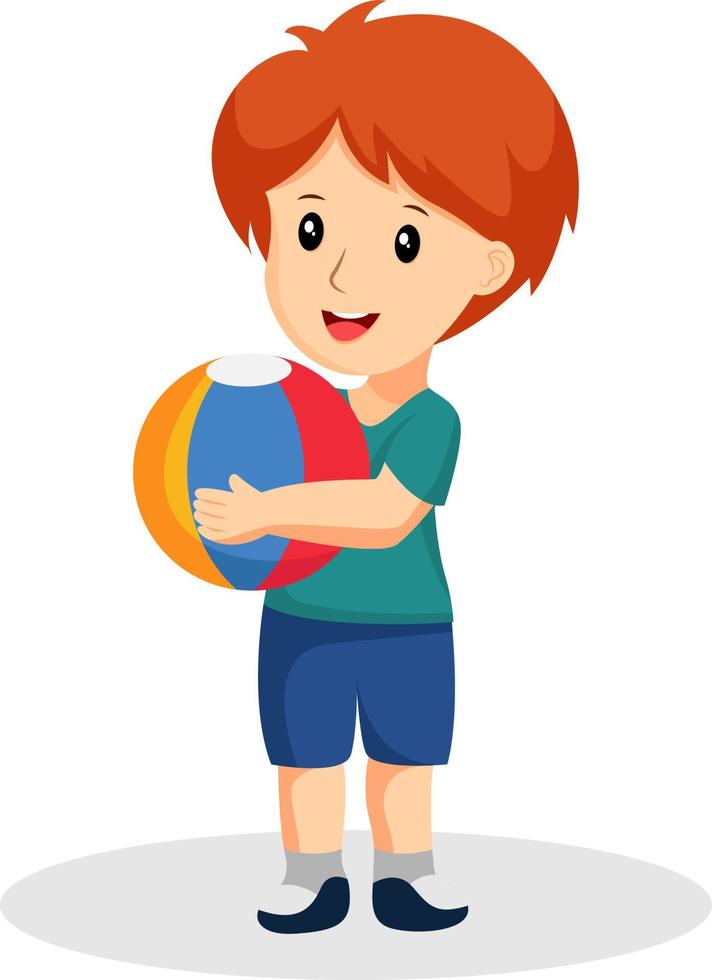Little Boy Carrying a Ball Character Design Illustration vector