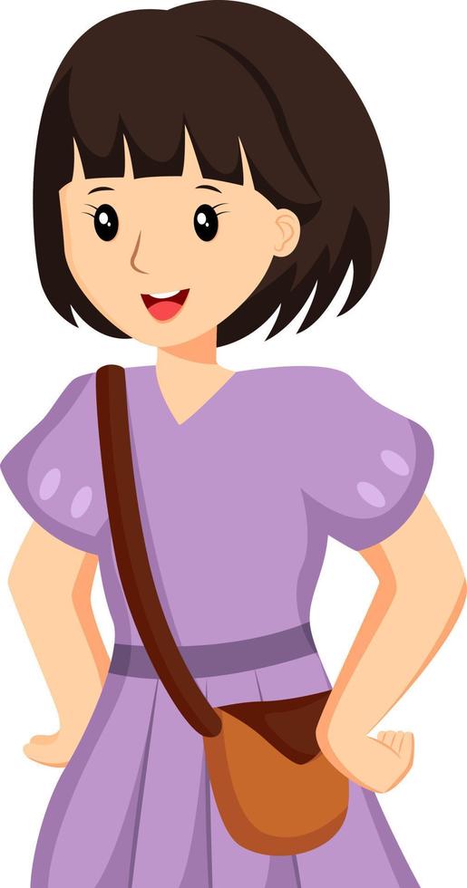 Little Girl with Bag Character Design Illustration vector