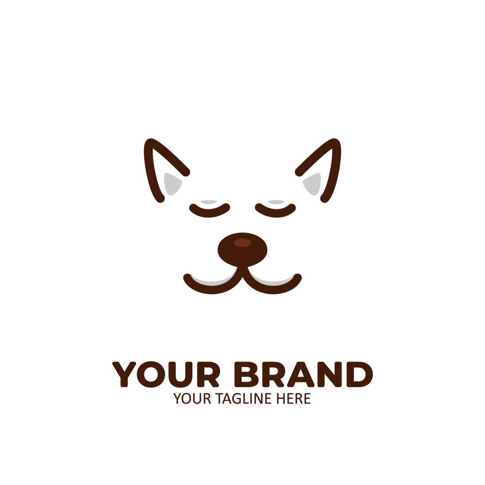 satisfying calm animal dog face logo icon outline line style vector