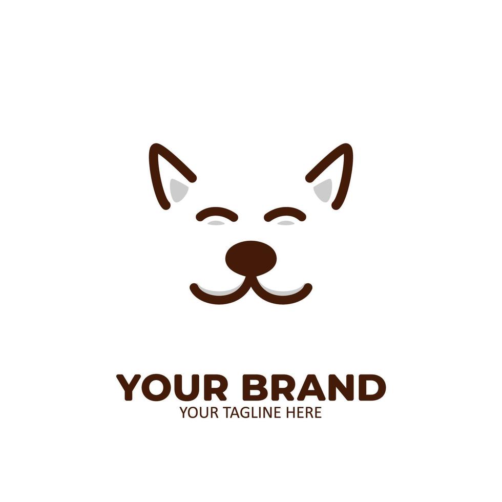 Happy smile animal dog face logo icon outline line style vector