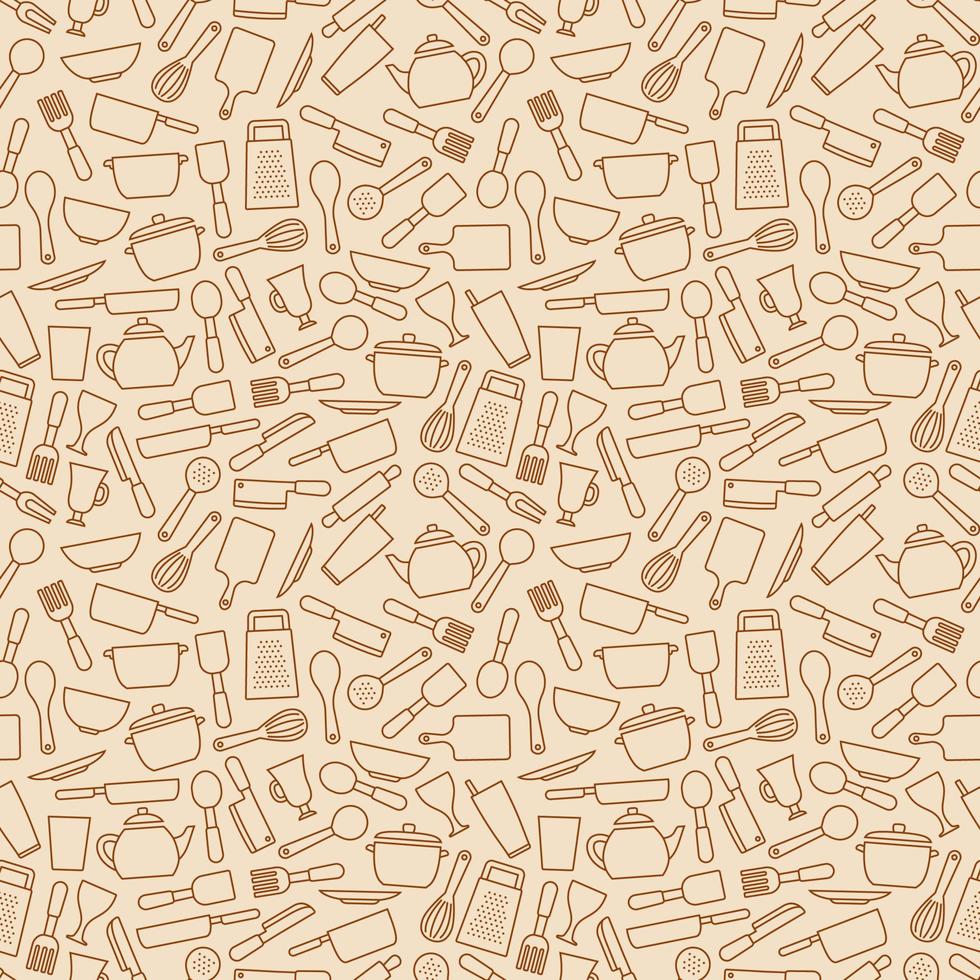 utensilios de cocina utensilios de cocina contorno icono sin fisuras de fondo vector