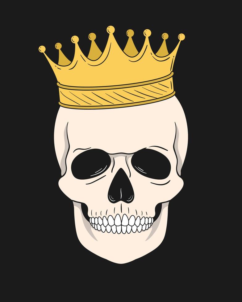 Skull with gold crown. Vector illustration for t-shirt and other uses