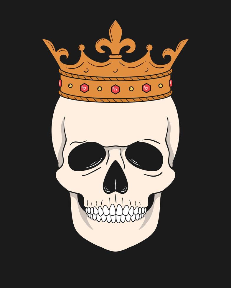 Skull wearing crown. Vector illustration for t-shirt and other uses