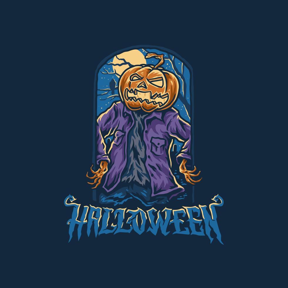 Vector illustration of halloween, hand drawn line style with digital color