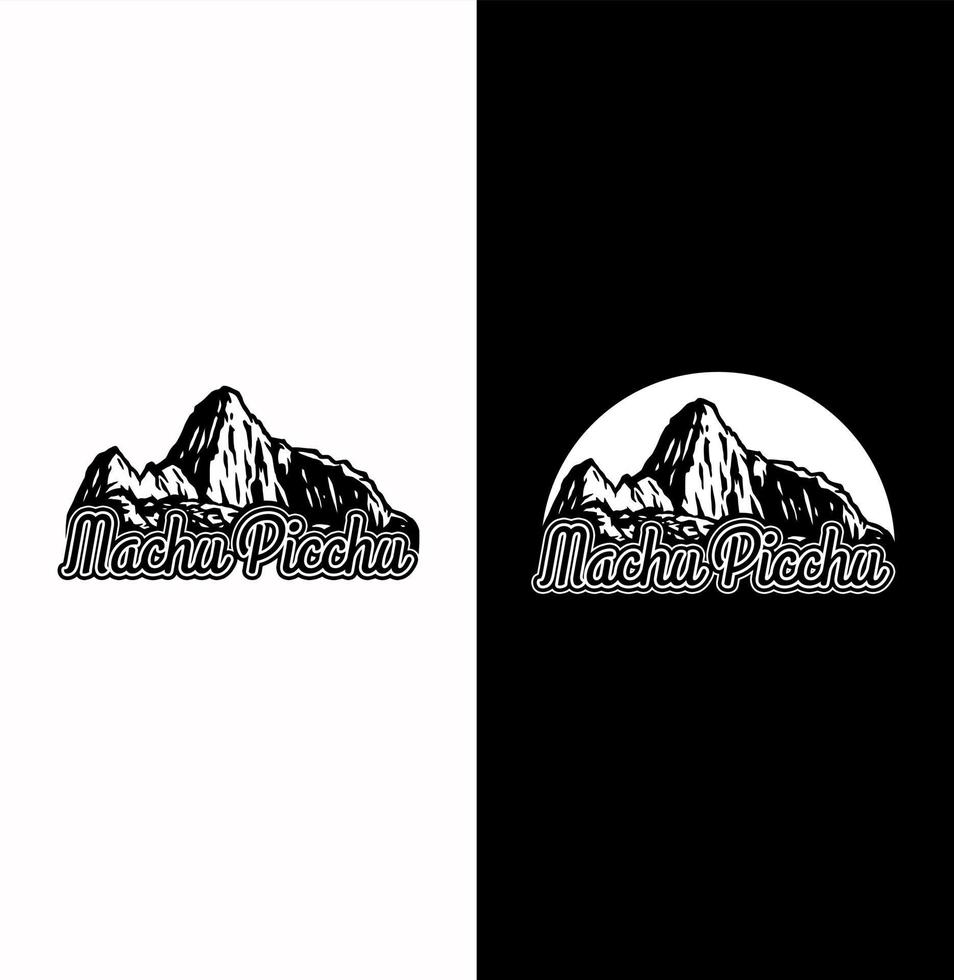 Machu Picchu, isolated on dark and bright background vector