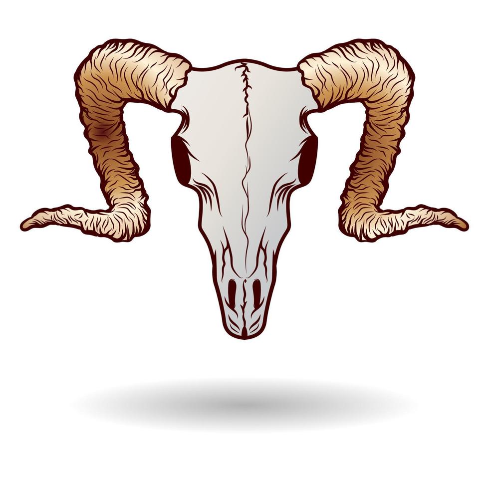 Goat skull element illustration. Fit for apparel, merchandise, poster. Hand drawing design of skull. Vector eps 10.