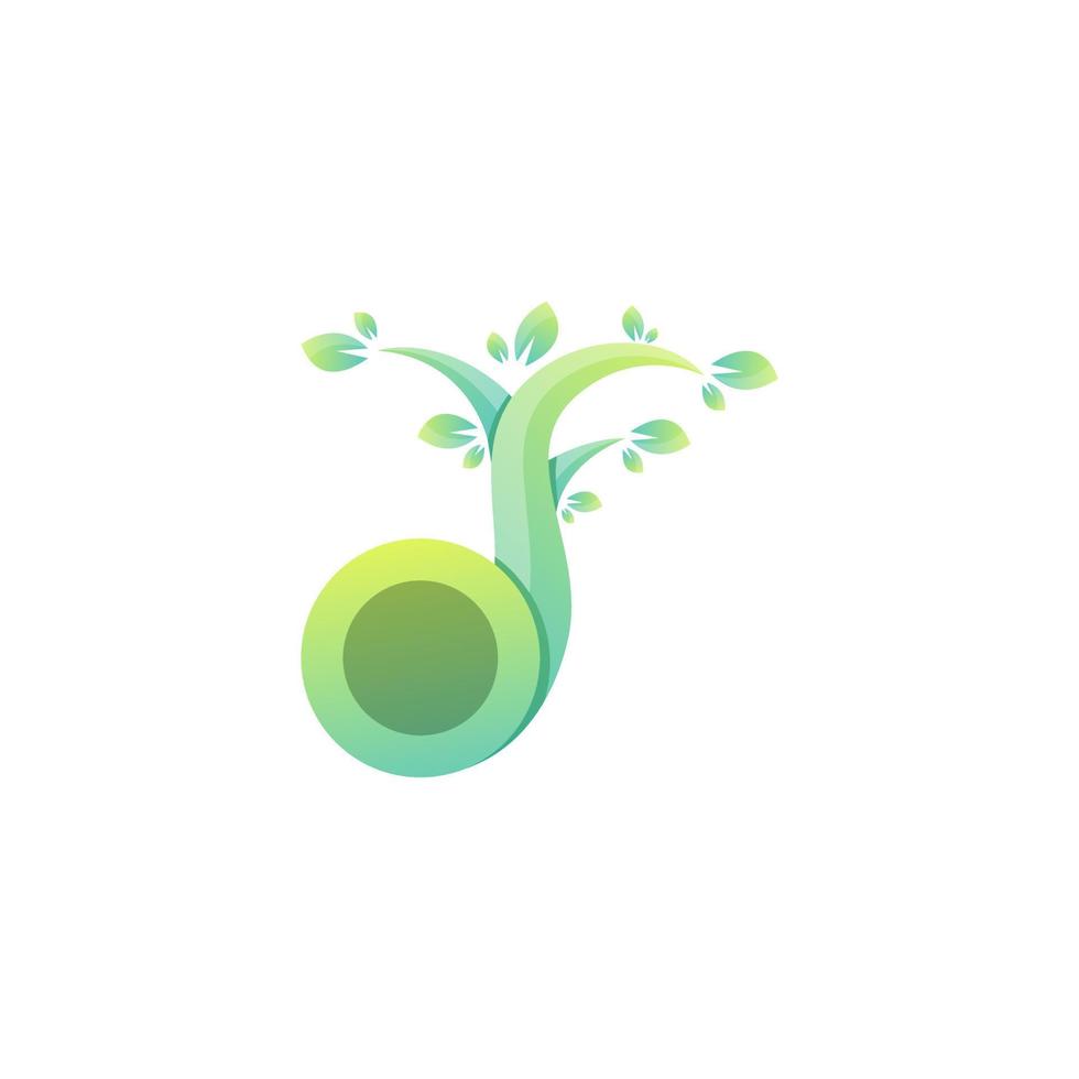 Vector music leaf  logo design colorful gradient
