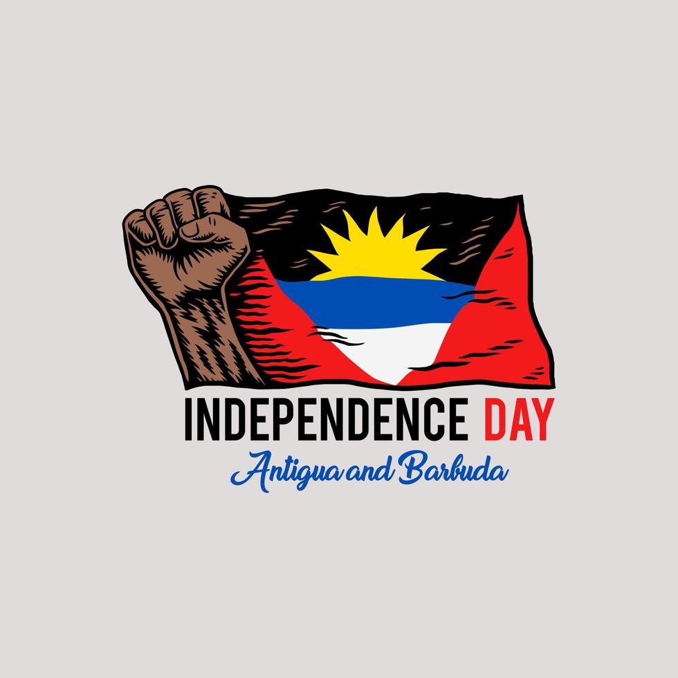 Independence Day Antigua and Barbuda, Spirit of freedom symbol, hand drawn line style with digital color, vector illustration
