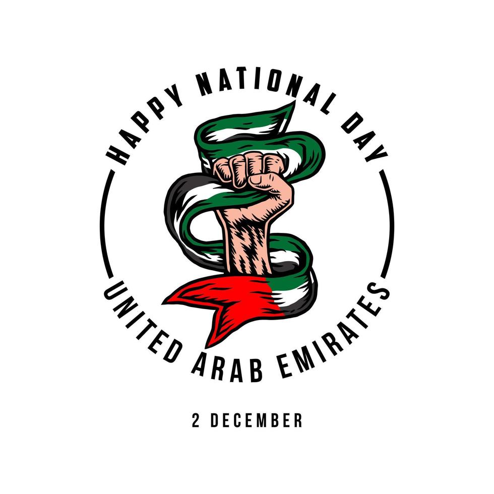 United Arab Emirates National Day, Spirit of freedom symbol, hand drawn line style with digital color, vector illustration