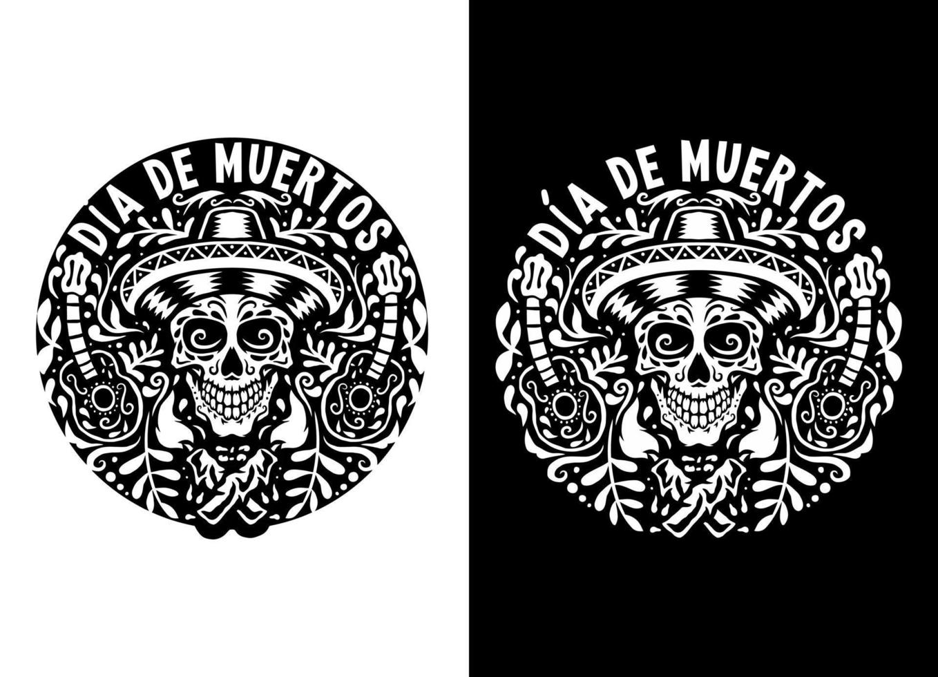 ilustración dibujada a mano vectorial de la festividad mexicana dia de muertos. aislado sobre fondo oscuro y brillante vector