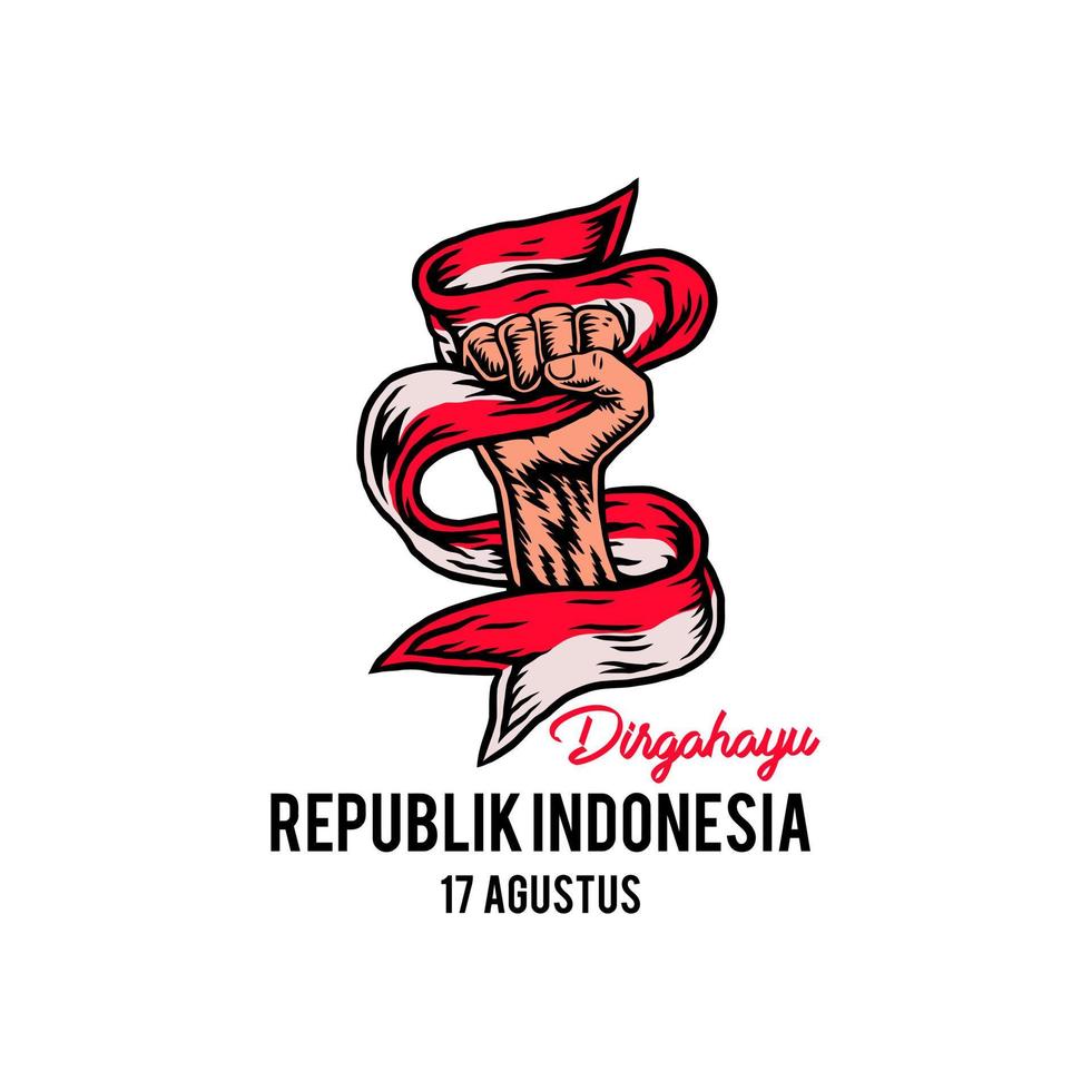 17 August, Indonesia Happy Independence Day, Spirit of freedom symbol, hand drawn line style with digital color, vector illustration