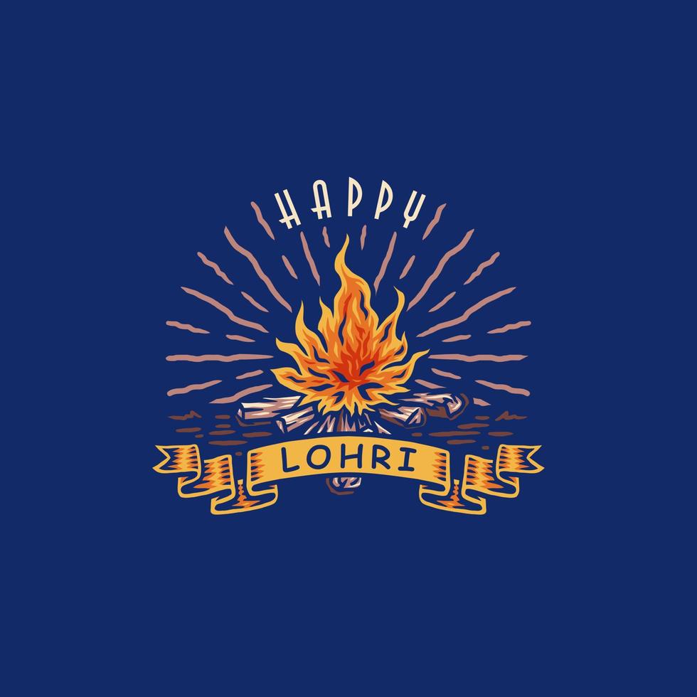 Vector illustration of happy lohri, hand drawn line style with digital color