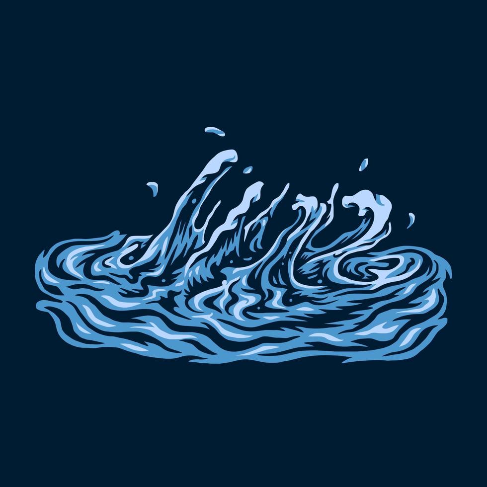 Vector illustration of water splash, hand drawn line style with digital color