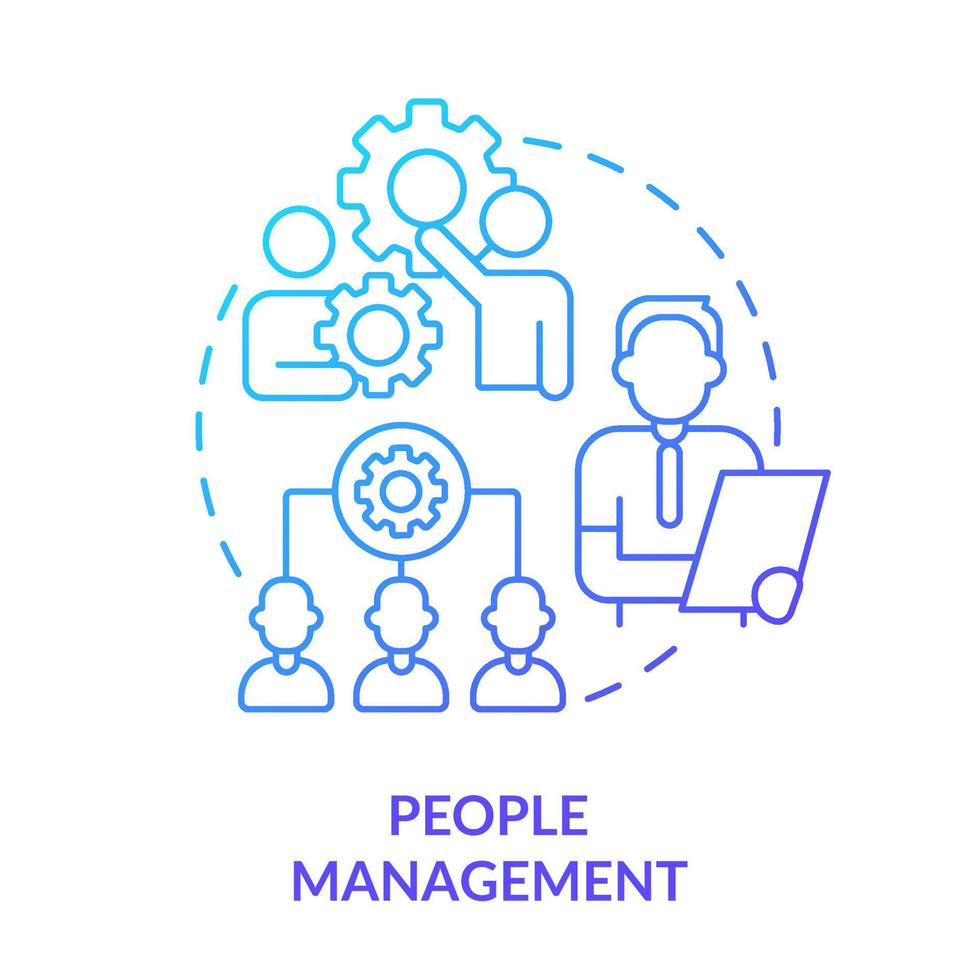 People management blue gradient concept icon. Top skill for college student resume abstract idea thin line illustration. HR competencies. Isolated outline drawing. vector