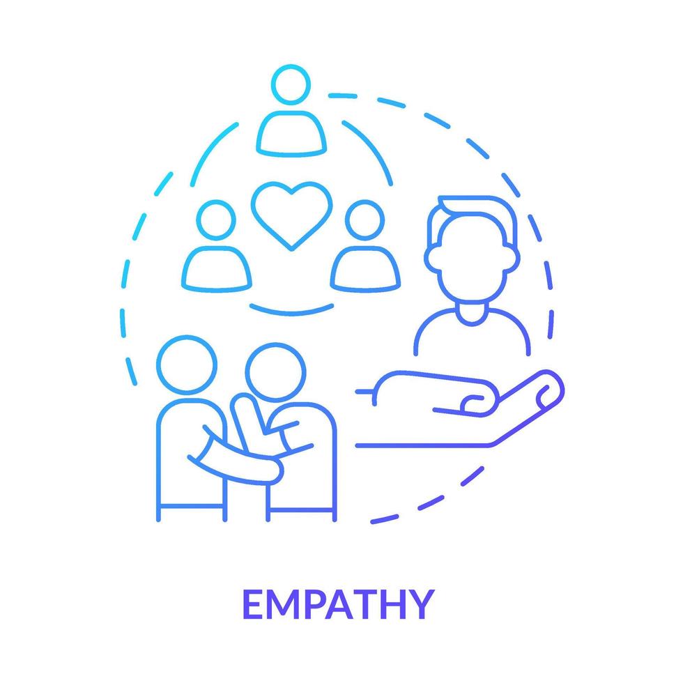 Empathy blue gradient concept icon. Soft skill for career success abstract idea thin line illustration. Sharing emotions and feelings. Isolated outline drawing. vector