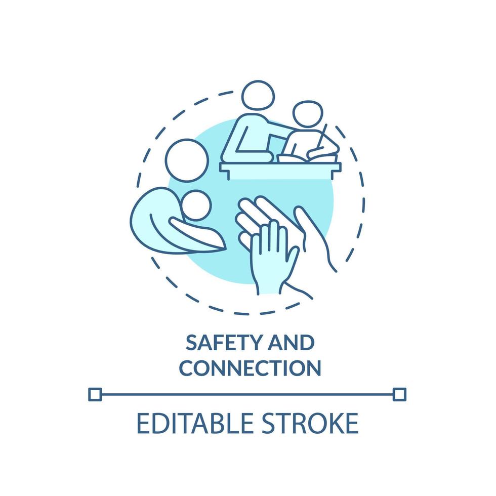 Safety and connection turquoise concept icon. Family relationships importance abstract idea thin line illustration. Isolated outline drawing. Editable stroke. vector