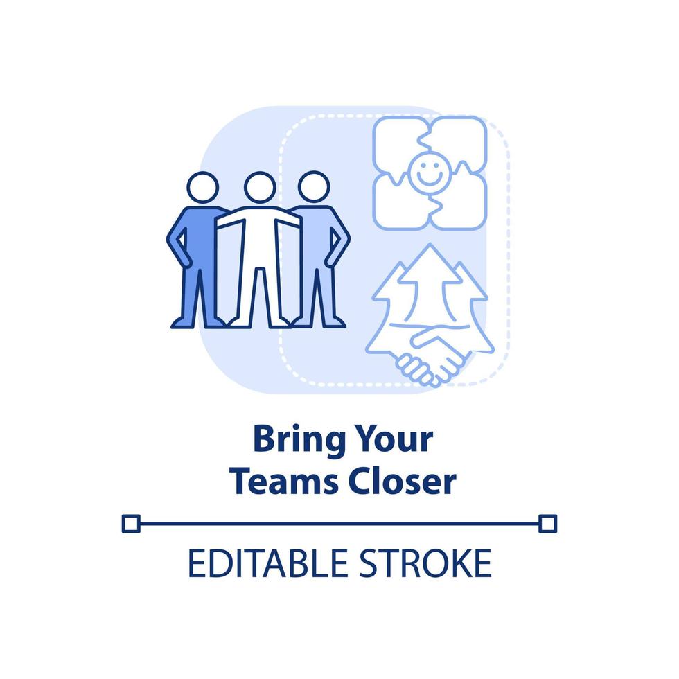 Bring teams closer light blue concept icon. Diverse sales development team abstract idea thin line illustration. Isolated outline drawing. Editable stroke. vector