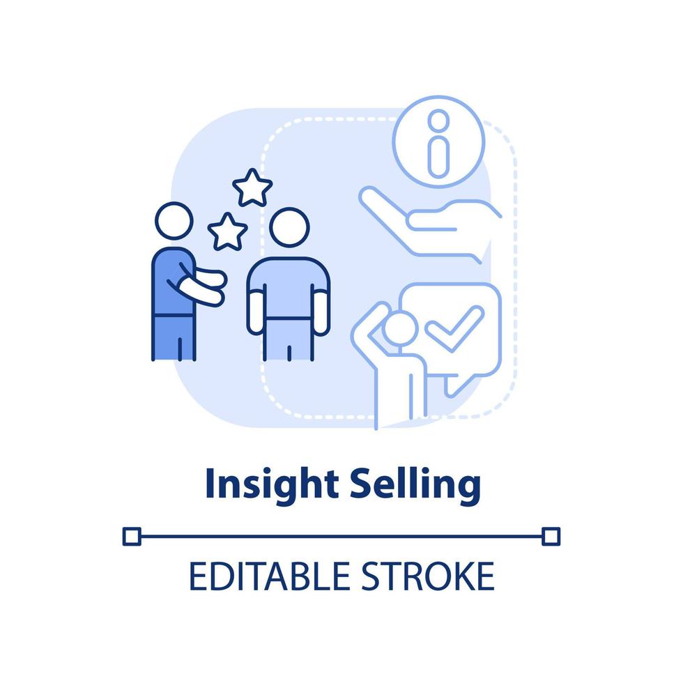 Insight selling light blue concept icon. Winning strategies abstract idea thin line illustration. Decision-making process. Isolated outline drawing. Editable stroke. vector