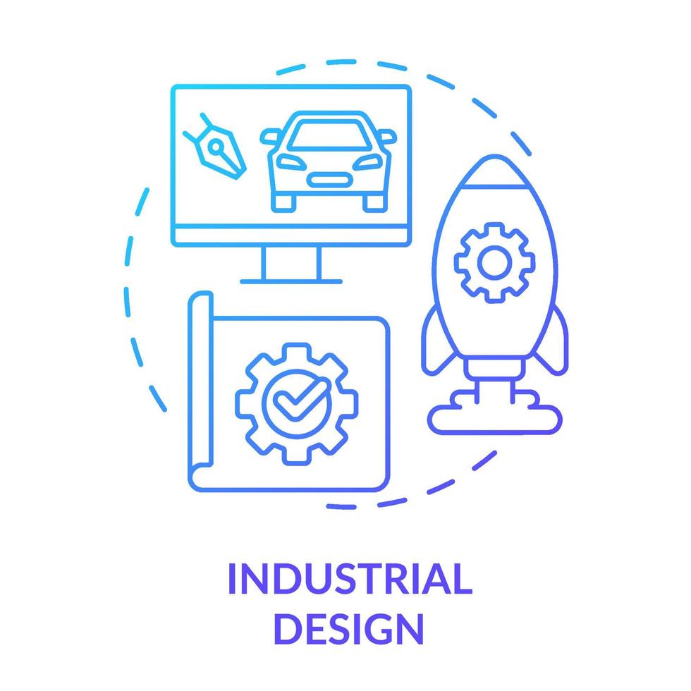 icono de concepto de degradado azul de diseño industrial. candidato de trabajo competitivo habilidad idea abstracta ilustración de línea delgada. creación de productos. dibujo de contorno aislado. vector