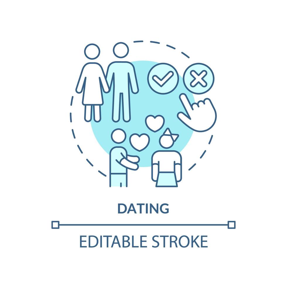 Dating turquoise concept icon. Peer pressure on teens abstract idea thin line illustration. Romantic relationship. Isolated outline drawing. Editable stroke. vector